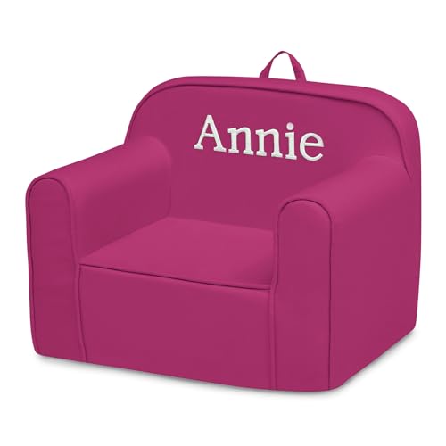 Image of Delta Children Personalized Cozee Chair - Customize with Name - Foam Kids Chair for Ages 18 Months and Up, Hot Pink