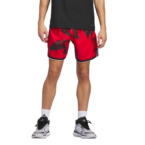 adidas Men's CrazyLite All Over Printed Basketball Shorts, Pure Ruby/Black