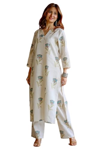 Ensemble kurta pour femme imprimé avec pantalon en viscose vêtement traditionnel floral