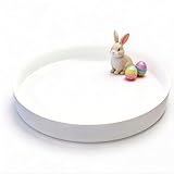 Yvttve Rundes Tablett Weiß aus Metall | Serviertablett Rund Dekoteller Dekotablett Matt (Weiß, Ø 25 cm)