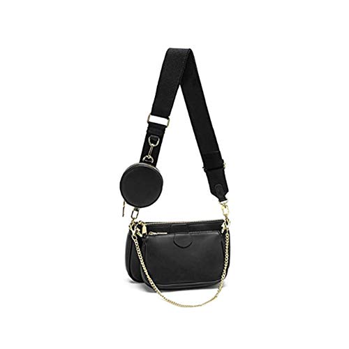 Preisvergleich Produktbild SUVIA Mehrzweck Umhängetasche Damen Crossbody-Taschen Multi-Tasche 3-Teilig Geldbörse Reißverschluss Mode Handtaschen mit Münzbeutel (Schwarz)
