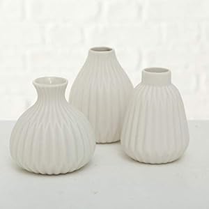 mucplants Set of 3 Vases 12 cm Modern Decorative Vases Flower Vases Table Vases for Dried Flowers Porcelain / Aluminium (White)