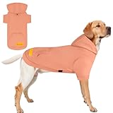 Kickred Basic Dog Hoodie Sweatshirts, Pet Clothes Hoodies, Granular Velvet, Sweater with Hat and Leash Hole, Soft Velvet Outfit Coat for Small Medium Large Dogs, Pink (XX-Large)