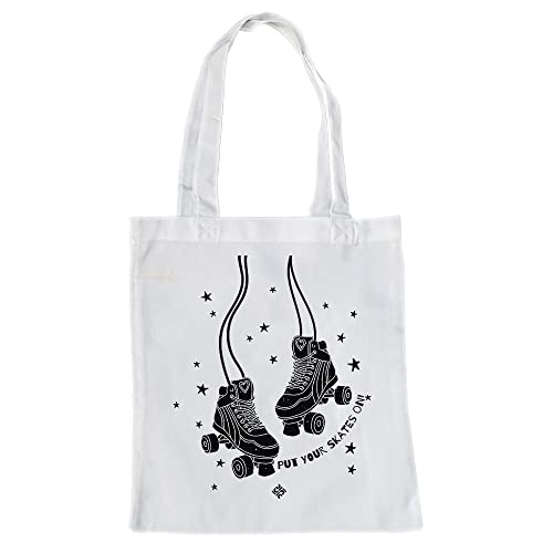 ms móvil shop Bolsa de tela Blanca con Asas Largas 33 x 36 cm Patines   Put your skates on! | Tote Bag Frases