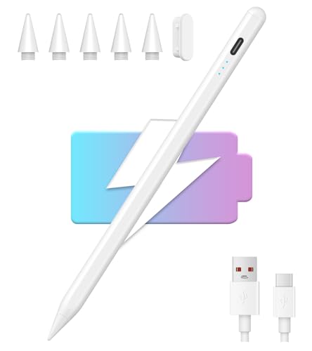 Punte più durevole : La penna per iPad è dotata di una punta intercambiabile da 1,0 mm,Fornisce un'esperienza di scrittura fluida e silenziosa e Punta della penna lucidata per evitare graffi sullo schermo per iPad, e scrive liberamente come una matita tradizionale senza saltare o ritardare. Penna per iPad pencil è dotata di 5 punte intercambiabili ultra-fini da 1,0 mm per prolungare la durata della penna per ipad ed evitare di danneggiare o perdere le punte