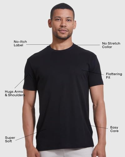 Image of True Classic Men's Cotton Blend Round Neck T-Shirt, Half Sleeve, Black
