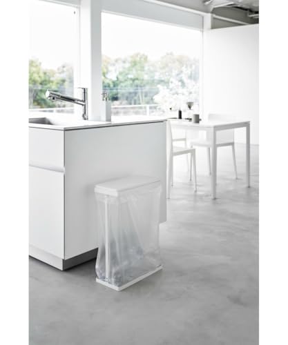 Yamazaki soporte para bolsa de basura con tapa 45 L blanco miniatura 2
