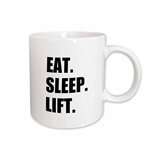3dRose mug_180419_1 Eat Sleep Lift Weightlifting Weight Lifting Fitness Body Building Ceramic Mug, 11-Ounce