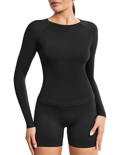 PINSPARK Sportshirt Damen Langarm Sport T-Shirt Leichtes Funktionsshirt Slim Fit Laufshirt Fitness Langarmshirt Rundhals Workout Yoga Tops Kurz Gym Oberteile Schwarz S PINSPARK Sportshirt Damen Langarm Sport T-Shirt Leichtes Funktionsshirt Slim Fit Laufshirt Fitness Langarmshirt Rundhals Workout Yoga Tops Kurz Gym Oberteile Schwarz S