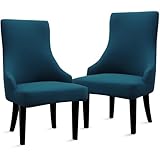 Liykimt Stretch Wingback Side Chair Slipcover-Accent Chair Cover Slipcover with Arm,Washable Upholstered Arm Dining Chair with Nailed Trim Protector for Dining Living Room Set of 2,Peacock Blue