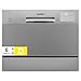 COMFEE' CDWMT0602ESD-EU Lavavajillas de Sobremesa Compacto con 6 Cubiertos, 6 Programas, Clase D, Pantalla LED, 24H Inicio Diferido, Ciclo Intensivo H-TEMP a 70 °C, 47 dB - Plateado