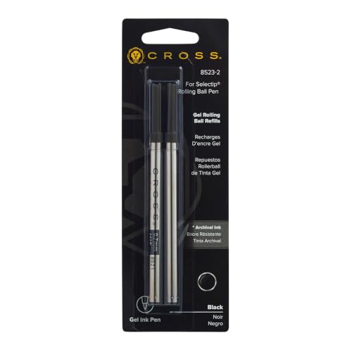 Cross 8523-2 Original Refill for Rollerball Gel Ink Cartridges Compatible with a variety of Cross Rollerball Gel Pens Black (Pack of 2)