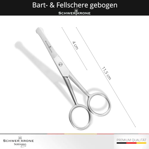 SCHWERTKRONE® Fellschere für Hunde Pfotenschere Gebogen Hundehaar-Schere Haarschere abgerundet (11,5 cm)