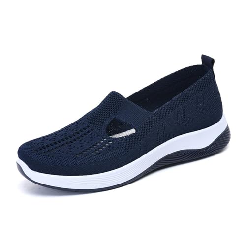 Blue Orthopedic Shoes For Women 2026,Women's Knit Mesh Breathable Lightweight Wide Width Sneakers Fashion Arch Support Walking Sport Shoe Casual Comfortable Non Slip Nurse Outdoor Sneaker,size 10
