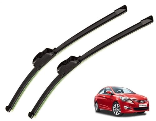 Image of Audio WHeels Perfect Fitting Frameless Windshield 100% Scratch Proof Cleaning Water Repellant Silicon Car Wiper Blades For Equipment Replacement, Set of 2 (D-22 inch & P-16 inch)