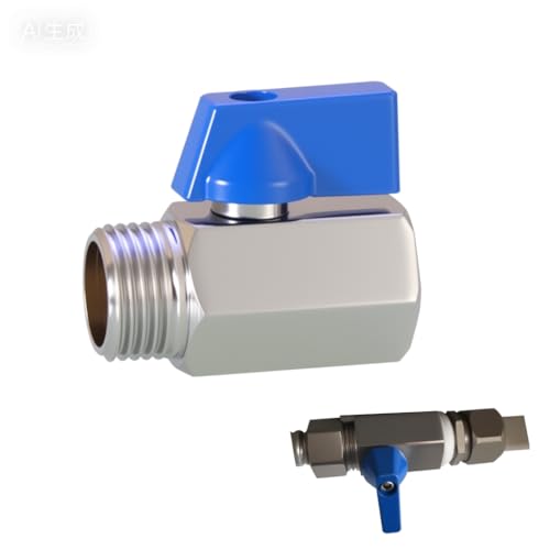 Válvula de Esfera Tipo Mini de Chapado en Níquel de Latón Paso Reducido, Válvula de Cierre de 1/2 Pulgadas, PN 63, 1/2' Rosca Interna/Externa, 1/4 Giro para Control de Agua, Aceite y Gas