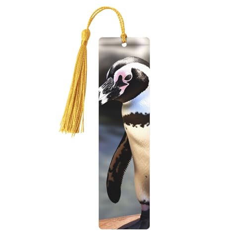 アフリカンペンギン 木製しおり DIY ウッドクラフト しおり 木製ハンギングタグ カラフルなタッセル付き 木製ギフトタグ ラベル 本好きの方への珍しいギフト 男性 女性