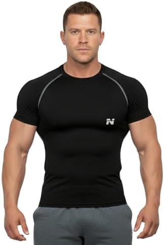 NINQ Half Sleeve Compression T-Shirt - Men's Athletic & Sports Tights for Fitness Gym