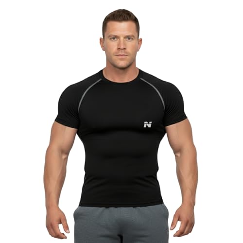 Image of NINQ Half Sleeve Compression T-Shirt - Men's Athletic & Sports Tights for Fitness Gym