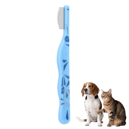 Aislor Dog Tear Stain Remover Comb Cat Eye Grooming Tool with Rounded Tips Stainless Steel Deshedding Pet Facial Brush for Daily Cleaning Blue One Size