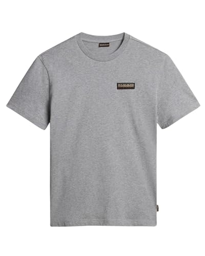 T-shirt Napapijri S-Iaato haut de gamme en coton gris clair avec logo