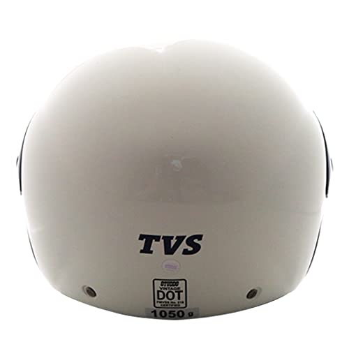 Image of TVS Half Face Helmet for Men and Women, Glossy White, Size L, ISI and DOT Certified
