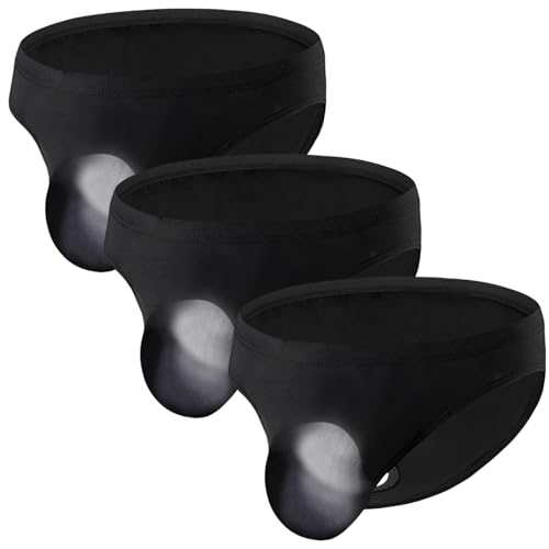 FEOYA Men's Ice Silk Sexy Underwear Breathable Bikini Transparent Underpants Briefs Low Rise Solid Color Comfortable 3 Pack