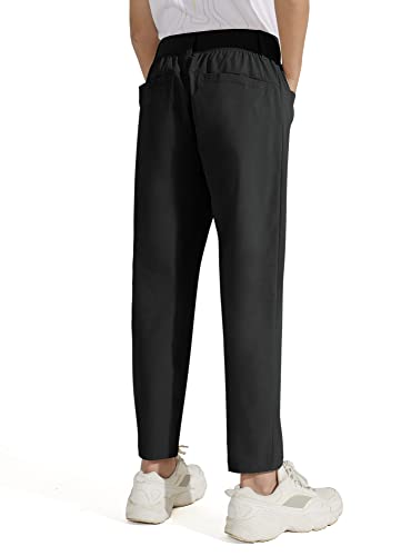 Dizoboee Boys Golf Jogger Pants Slim Fit Stretch Kids Pull-On Flat Front Comfortable Active School Uniform Pants With Pockets, Black, L #TOP2