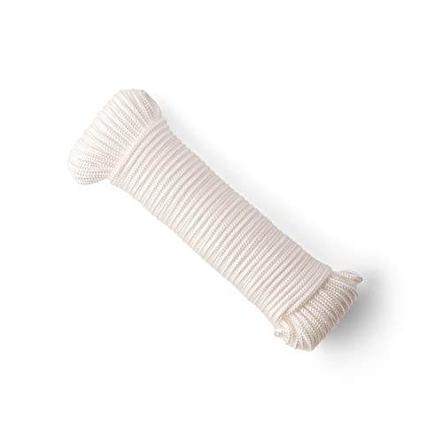 SNURO Corde Nylon Tressée (4 mm, 20 m) - Corde en Polyamide Blanc Solide Résistante à l'usure - Paracorde Solide - Résistance à la Rupture 275kg