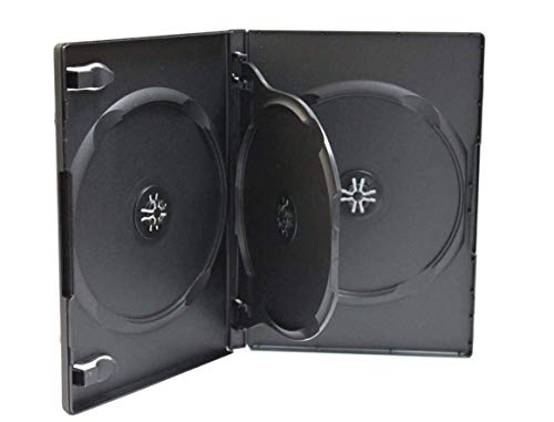 2 MegaDisc 14mm CD DVD Storage Case 3 Discs Black with Tray Triple Holder Box 2 Pack Premium Quality