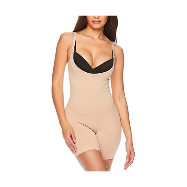 bebe Womens Body Shaper Tag Free Strapless Cupped Mid-Thigh Bodysuit Soft Nude Plus Size 1X-Large