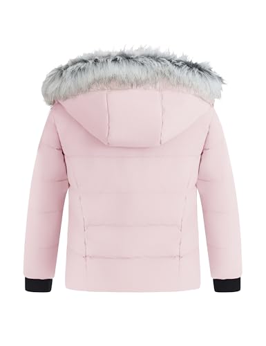 wantdo Girls' Puffy Winter Coats Thick Printed Quilted Jacket with Faux Fur Hood2