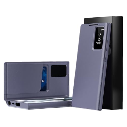 Premium Leather Smart Window Flip Phone Case for Samsung Galaxy S25 Ultra, Flip Phone Case with Card Slot & PC Frame, Magnetic L