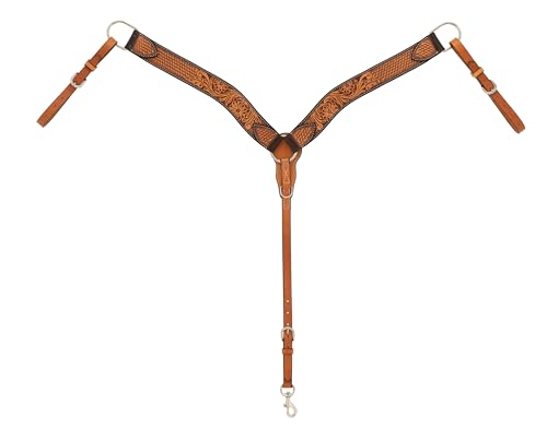 Weaver Leather Turquoise Cross Floral Tooled Contoured Breast Collar 45109-01-30