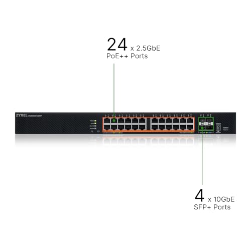 Image of Zyxel 24-Port 2.5Gb PoE Switch | PoE++ with 4 x 10GbE SFP+ Ports | Cloud Managed Multi-Gig L3 Access Switch | Dual Power, AC 700W / DC 1440W | SMB [XMG2230-28HP]