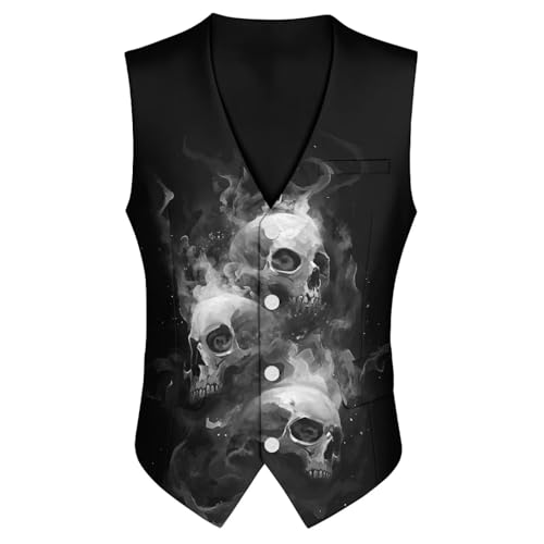 Mens Suit Vest with Pocket 3D Print Casual Business with Button Formal Dress Waistcoat Vests Size S - 4XL 7