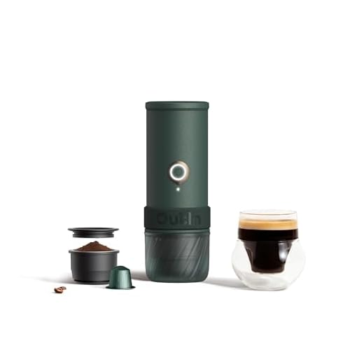 OutIn Mino Portable Electric Espresso Machine, Mini Camping Coffee Maker for Travel, Pocket Sized Coffee Machine Self-Heating, Ground Coffee & NS Capsule Adapter For Adventure