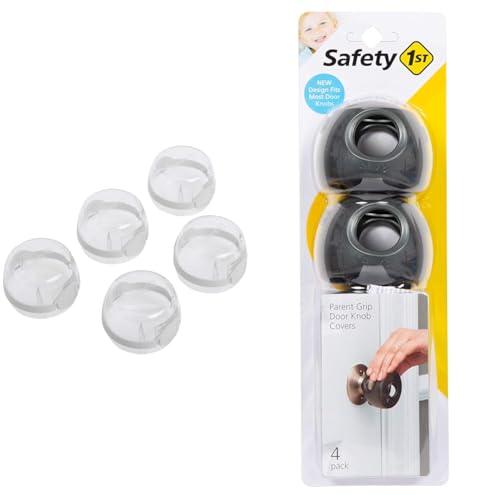 Safety 1st Child Proof Clear View Stove Knob Covers (Set of 5) & Parent Grip Door Knob Covers, Grey/Charcoal (Pack of 4) image 4