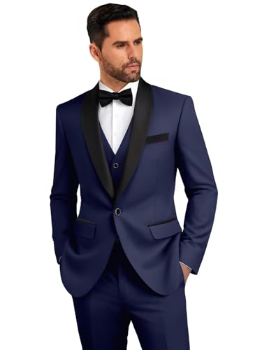 Men's Suit 3 Piece Slim Fit Suits for Men Wedding Suits Shawl Lapel One Button Formal Business Tuxedo Set