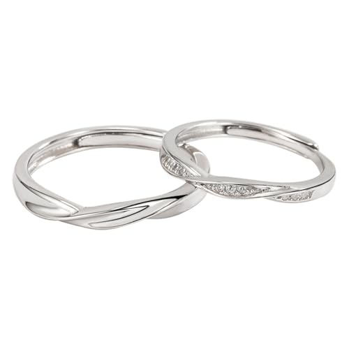 Bague réglable en argent 925 gravure personnalisée anneau de mariage entrelacé
