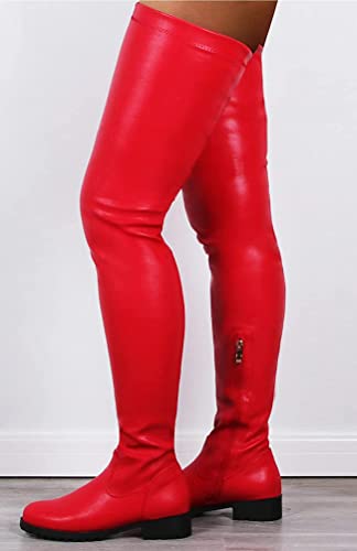 Minetom Stivali Donna Alti PU Tacchi Blocco