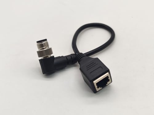 Conector M12 de 4 pines a RJ45 con codo de 90 grados para ahorrar espacio en paneles 7