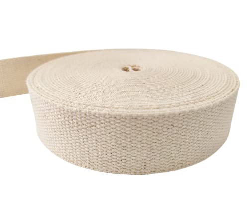 Abbaoww 11 Yards Natural Heavy Cotton Webbing 1 Inch for Sewing DIY Craft Bags Making Outdoor Supplies (1 Inch)