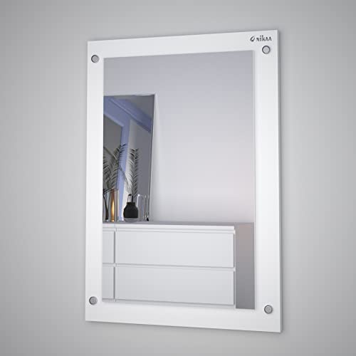 Image of Anikaa Oliva Engineered Wood Dressing Wall Mirrors /Wall Hanging Dressing Mirrors /Plain Decorative Wall Mirror /Dressing Table for Bed Room /Wall Mounted Dressing Mirror for Living Room (White)