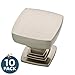 Franklin Brass (10-Pack) – Brushed Nickel Cabinet Knobs for Dressers, Drawers, Kitchen Cabinet Door, Vanity, Furniture, Closet Knobs, 1-1/8 Inch Square | Webber