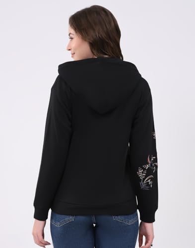 Image of Monte Carlo Women's Regular Fit Embroidery Hooded Neck Full Sleeve Winter Sweatshirt | Elegant Embroidery | Soft Warm Fabric | Stylish Winter Hoodie for Women (Pack of 1)