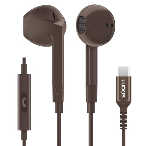 Image of LUDOS FEROX USB C Headphones for iPhone 17 16 15 Pro Max Plus Air iPad Pro, 5 Years Warranty, USB-C Earbuds for Samsung Galaxy S24 S23 Ultra S22 S21 FE S20 Z Flip 3 Fold 4 A53, USB Type C Earphones