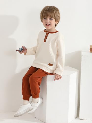Ribbed Toddler Boy Clothes Set Fall Winter Long Sleeve Sweatshirt and Pants Outfits 2T 3T 4T 5T 6T3
