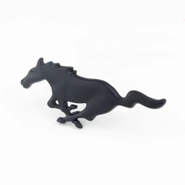 Image of OAN 3D Raised Mstang Horse Silver Metal Monogram Emblem Badge Sticker for All Cars & Bikes (Black)