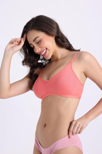 Image of Zivame Everyday Double Layered Non Wired 3 /4th Coverage T-Shirt Bra - Georgia Peach